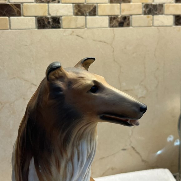 NWOT Collie statue with wood platform Masterpiece Porcelain by Homco 1986 - Picture 5 of 12